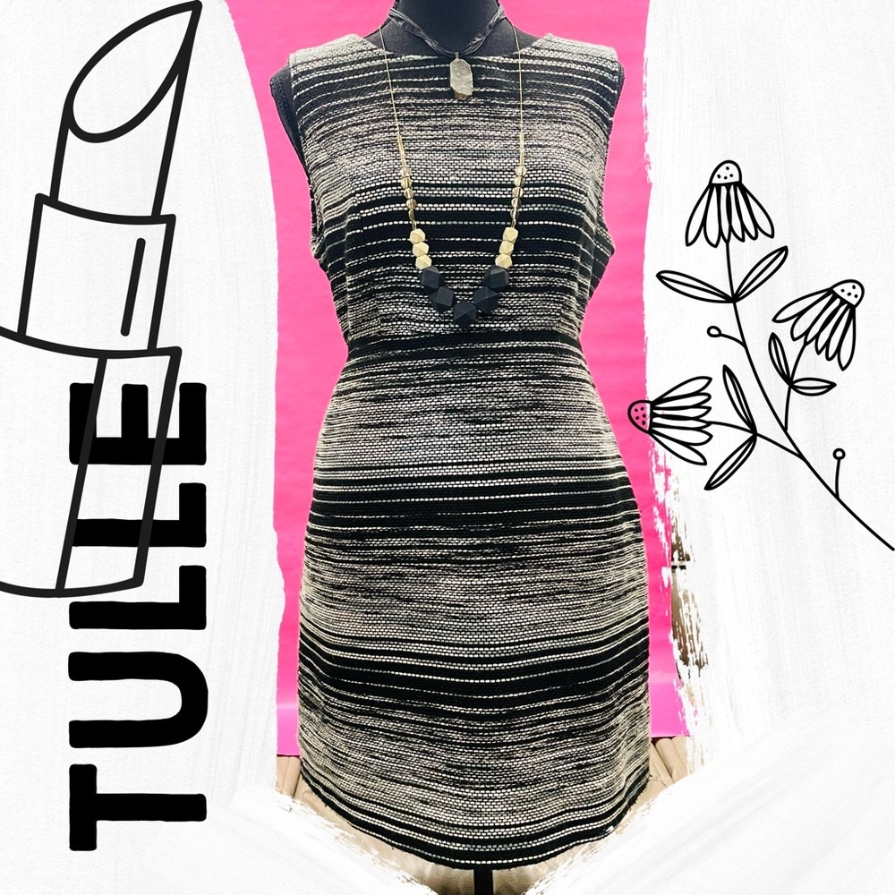 TULLE Wool Blend Tweed Sheath Ombré Dress XL NEW